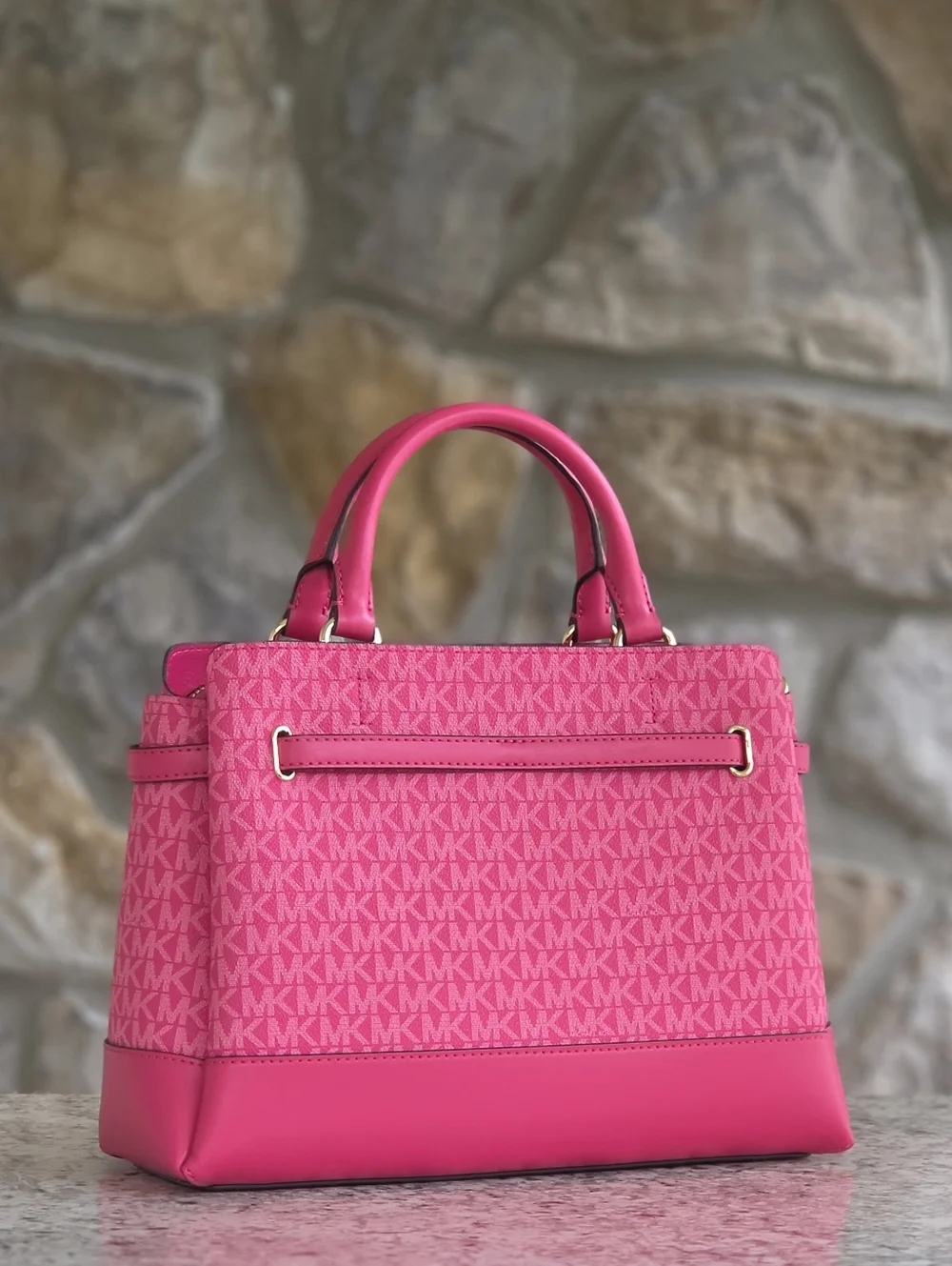 Michael Kors Reed Logo Large Pink Satchel